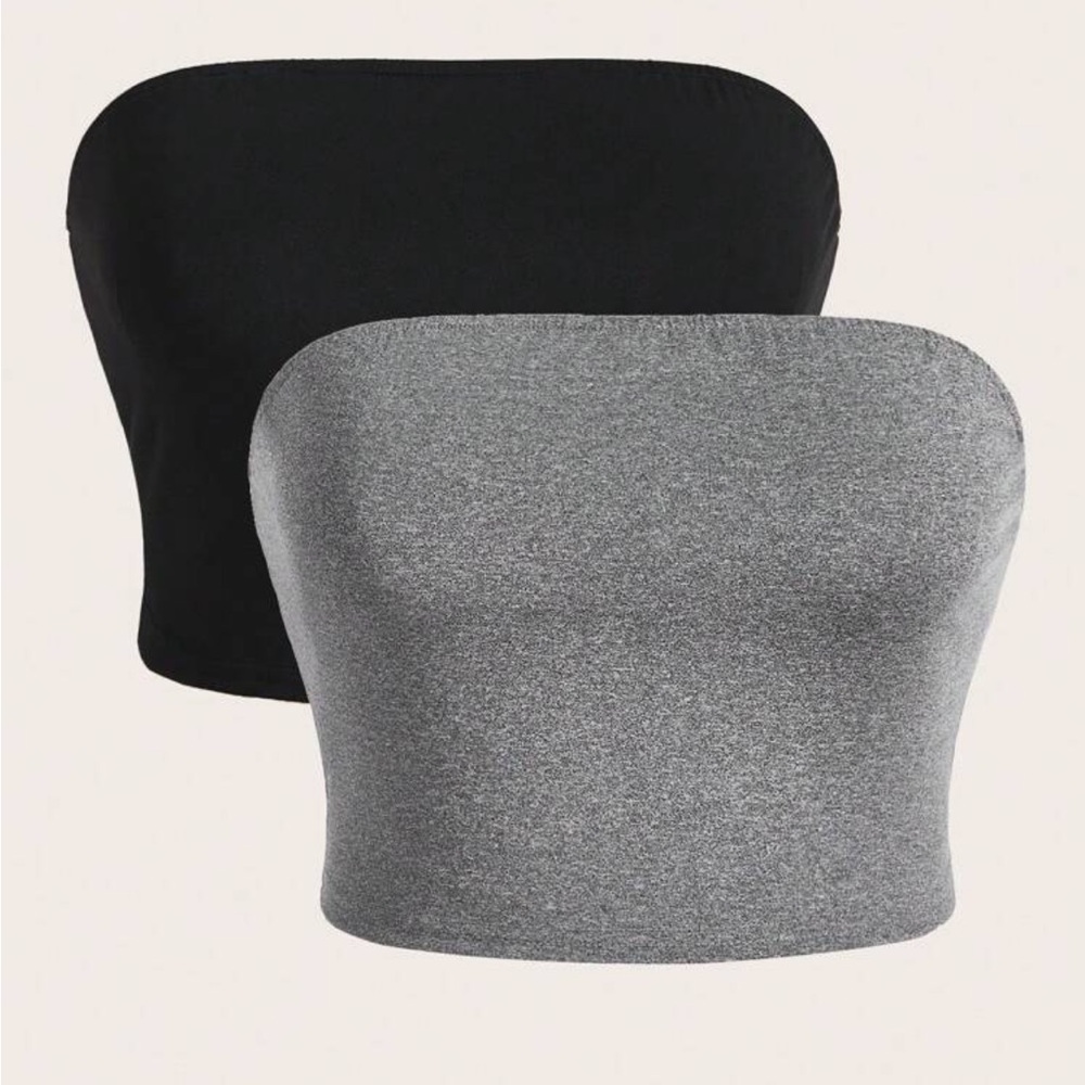 NWOT Set of 2 Tube Tops - Black and Gray - 1X